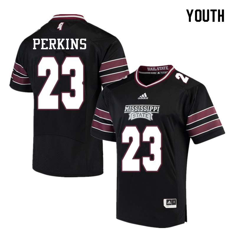 Youth #23 Allen Perkins Mississippi State Bulldogs College Football Jerseys Sale-Black - Click Image to Close